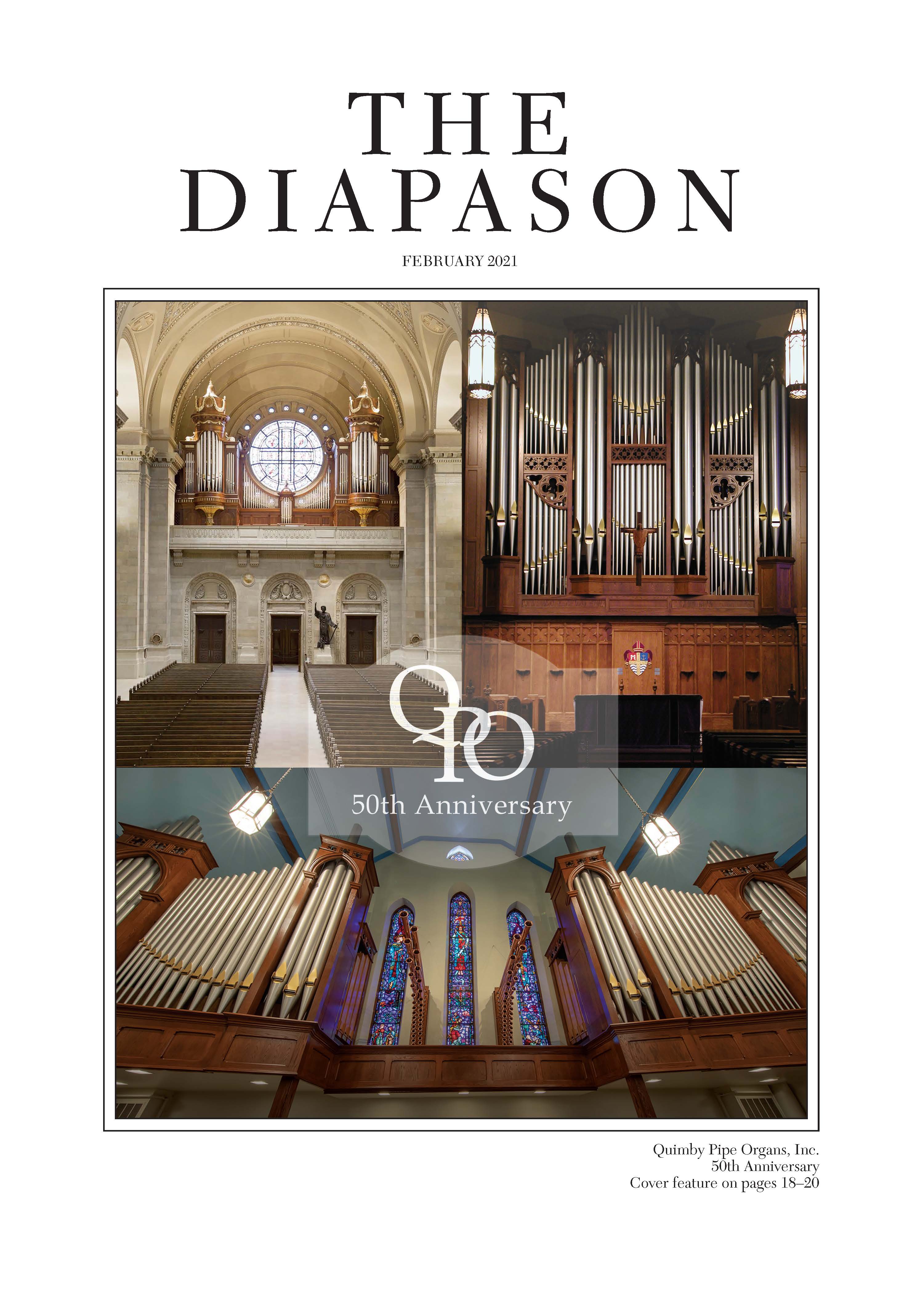 February 2021 cover: Quimby Pipe Organs 50th anniversary