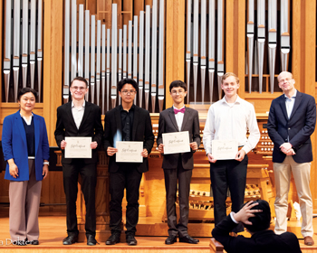 Competitors and judges for Baylor University competition: Ahreum Han Congdon, Thomas Nicholson, Aidan Yau, Amir Sahay, Benedict Saylor, Jens Korndörfer (photo credit: Julia Doktor)