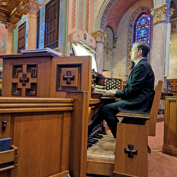 Jonathan Oblander performs on the Berghaus Pipe Organ Builders organ at St. Giles Catholic Church, Oak Park, Illinois