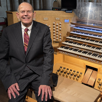 James Kibbie at the console of the organ at the Cathedral of Notre-Dame, Paris, France
