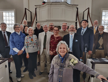 Foreground; Barbra Owen. First row: Dana Robinson, Louise Mundinger, Linda Lu Burciaga, Stephen Pinel, Susan Tattershall, Matthew Bellocchio, Thomas Murray, Robert Cornell. Second row: Frederick MacArthur, Michael Barone in rear, Rosalind Mohnsen, Rev. Harold Babcock, Justin Murphy-Mancini, Wayne Leopold, Peter Krasinski.  Not pictured: Jay Lane