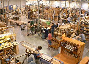The interior of the 2001 Reuter Organ Company building, Lawrence, Kansas