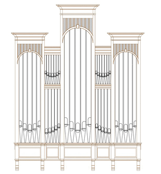 Rendering of Schoenstein & Co. Opus 185, Church of the Good Shepherd, Corpus Christi, Texas