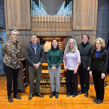 Seattle masterclass participants at St. Mark’s Episcopal Cathedral: Magda Gianola, Jonathan Moyer, Vivi Kondrat, Tyleen Stults, Kyle Hanks, Martha Freitag