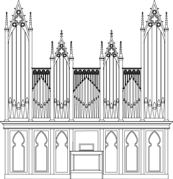 Rendering, Saint John’s Abbey Organ Builders Opus 5, Saint Louis Bertrand Catholic Church, Louisville, Kentucky