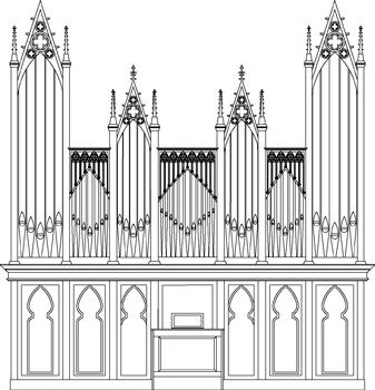 Rendering, Saint John’s Abbey Organ Builders Opus 5, Saint Louis Bertrand Catholic Church, Louisville, Kentucky
