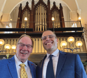 Murray Forbes Somerville and Jared Lamenzo with the 1845 Henry Erben organ at the French Huguenot Church, Charleston, South Carolina