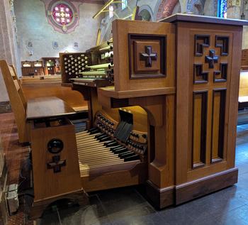 Berghaus console, St. Catherine of Siena – St. Lucy & St. Giles Parish, Oak Park, Illinois