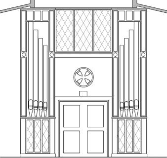Rendering of Goulding & Wood façade for 1981 M. P. Möller Opus 11519, Our Lady of Grace Monastery, Beech Grove, Indiana