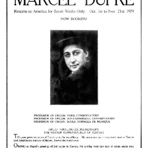 1929 advertisement in The Diapason for Marcel Dupré's tour of the US