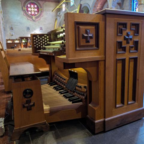 Berghaus console, St. Catherine of Siena – St. Lucy & St. Giles Parish, Oak Park, Illinois