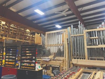New organ under construction for Saint James-by-the-Sea Episcopal Church, La Jolla, California, Parsons Pipe Organ Builders (photo credit: John Bishop) Organ under construction